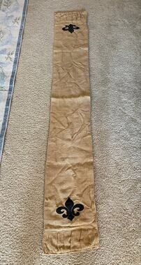 68" Burlap Table Runner Black Fleur de Lis Rustic Farmhouse French Country